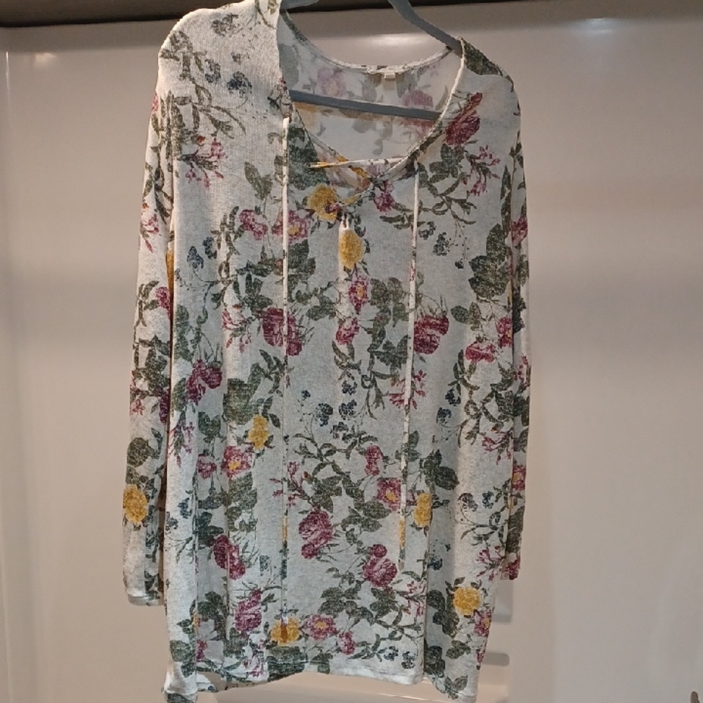 Floral V-Neck Sweater in Multicolor